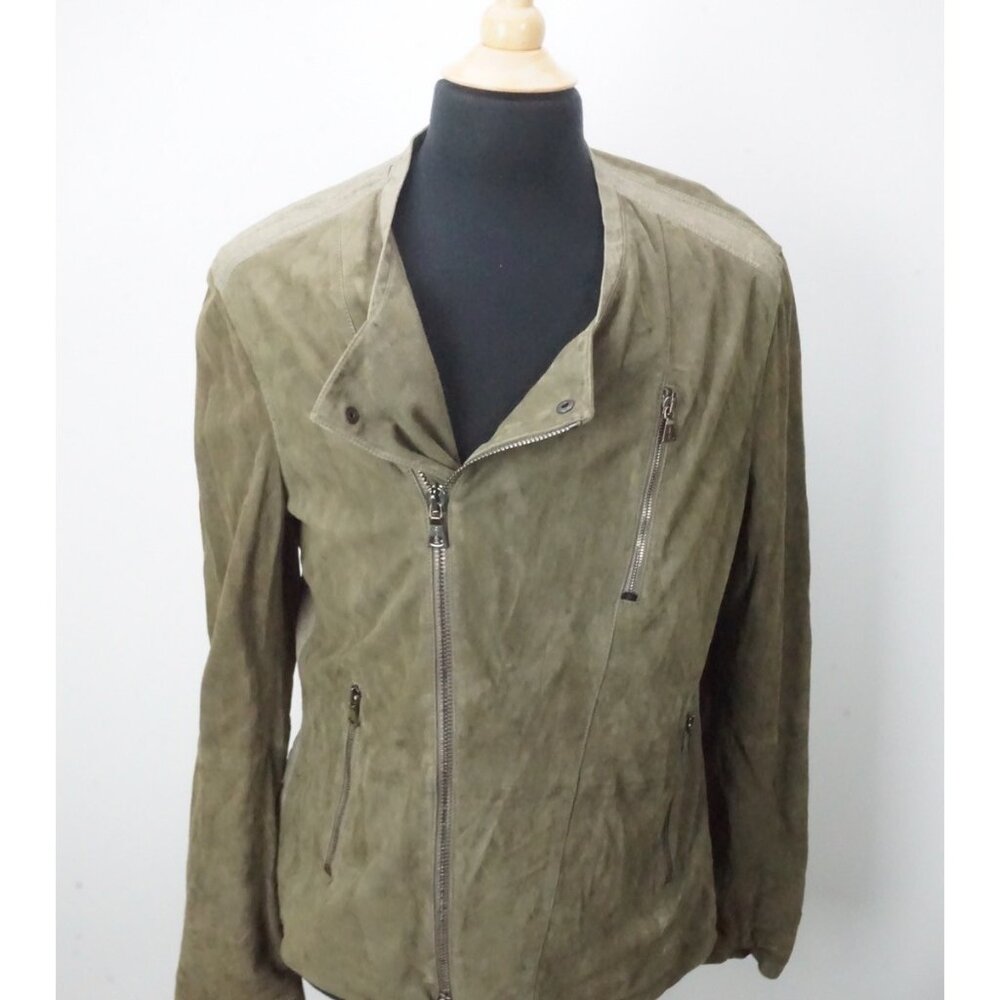 John Varvatos Silky Suede Khaki Brown Lambskin Leather Jacket Coat 40 NEW